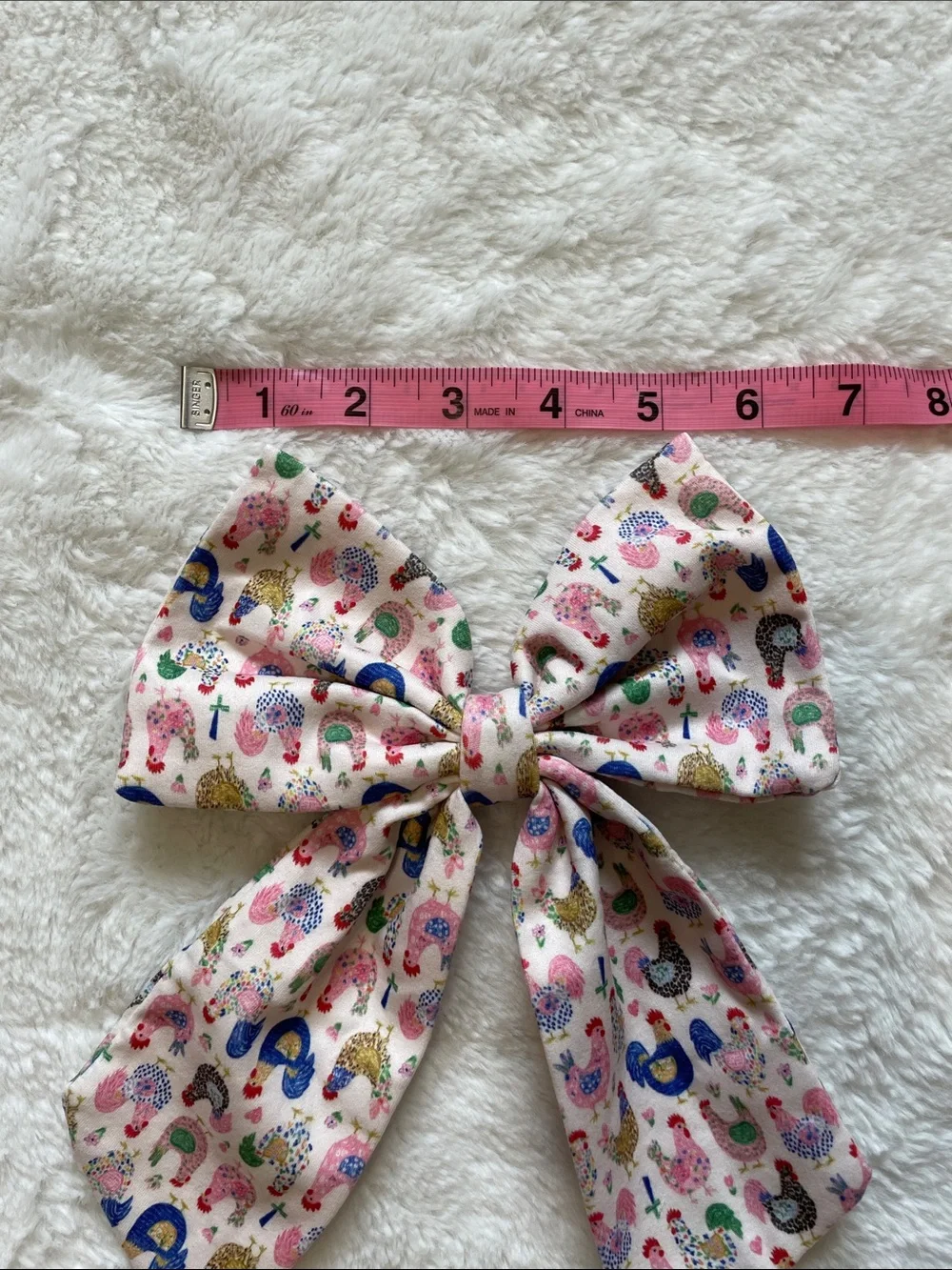 Boutique Pet Bow Chicken Print